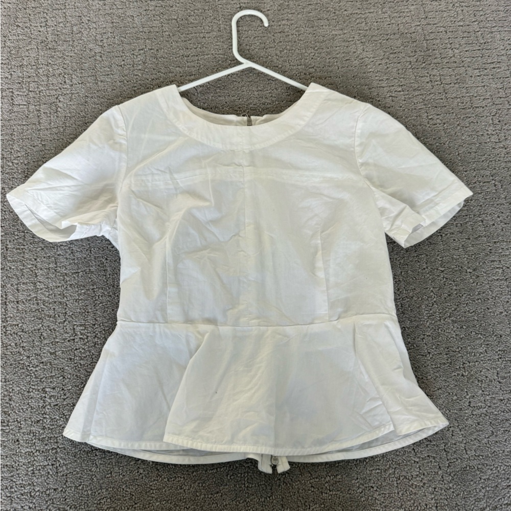 Gap White Peplum Crisp Structured Cotton Shirt Blouse